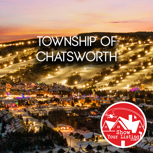 Scenic drone view of Chatsworth in Grey County, showcasing rustic beauty and tranquil landscapes—ideal for real estate photography and virtual tours.